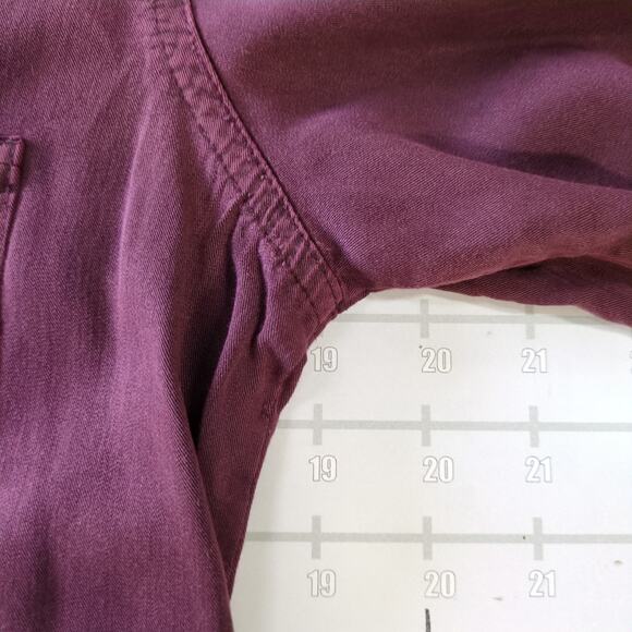 Rock Republic Shirt Womens S Dark Red Burgundy Button Up V Neck Long Sleeve - Picture 7 of 8